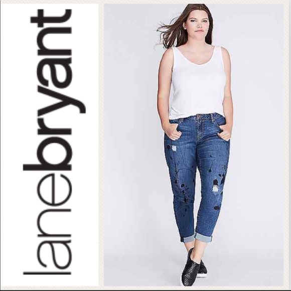 Lane Bryant Boyfriend Paint Splatter 